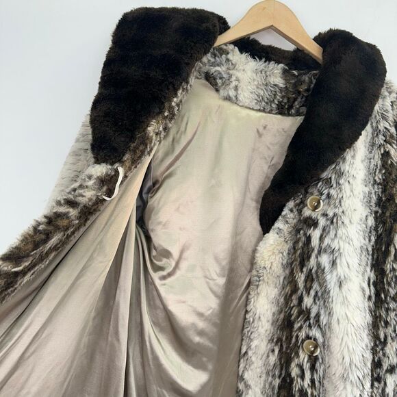 Unbranded Faux Fur Persian Contrasting Oversized Collar Overcoat - Picture 14 of 15